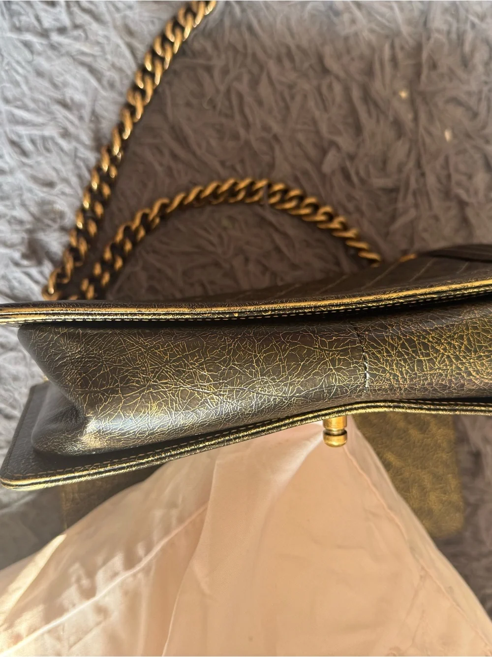 CHANEL Metallic Gold Quilted Boy Crossbody